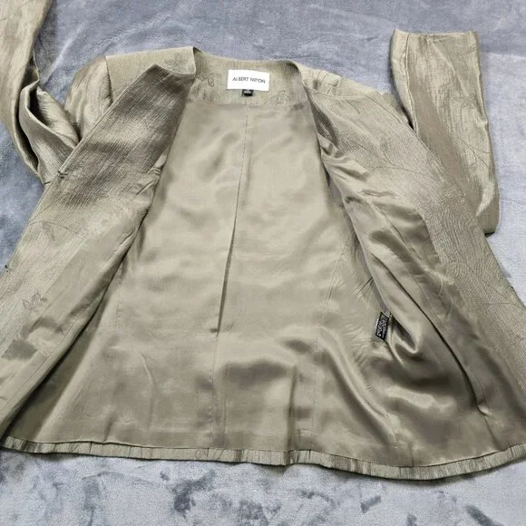 Floral Jacquard Skirt Suit Set Sage Green Size 12 - Picture 5 of 16